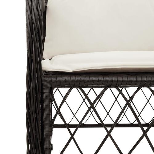 Havestole med hynder 2 stk. polyrattan sort