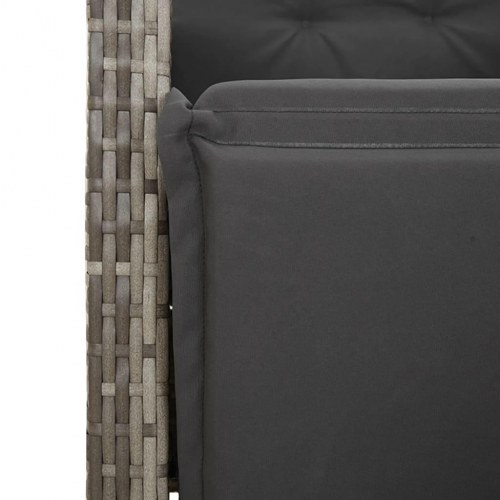Havestol med justerbart ryglæn og fodstøtte i polyrattan - grå