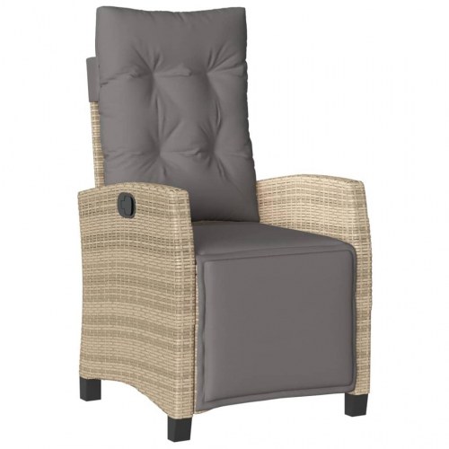 Havestol med lænefunktion og fodstøtte - polyrattan, blandet beige