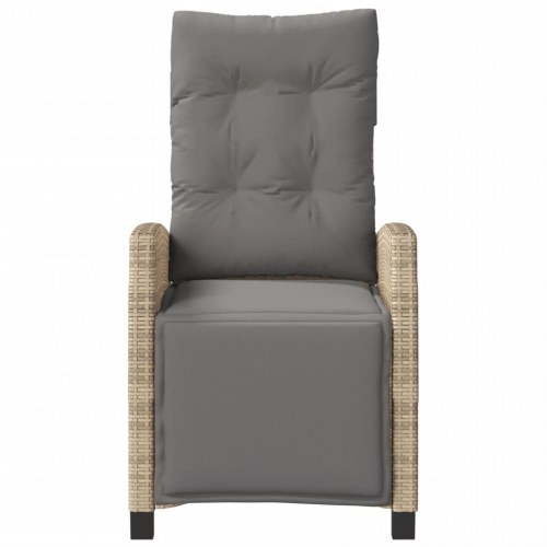 Havestol med lænefunktion og fodstøtte - polyrattan, blandet beige