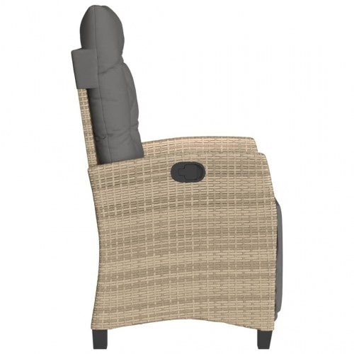 Havestol med lænefunktion og fodstøtte - polyrattan, blandet beige