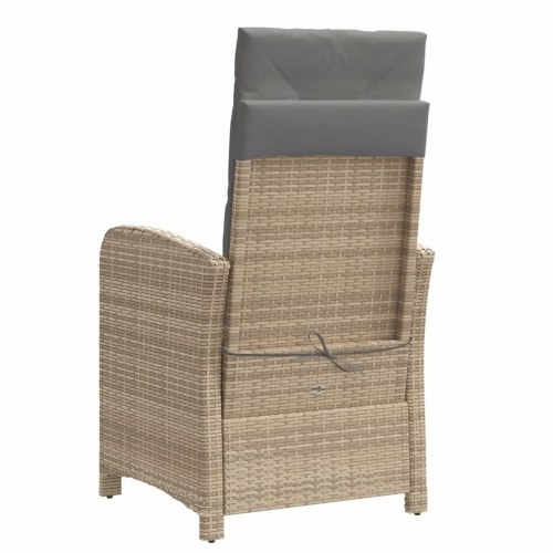 Havestol med lænefunktion og fodstøtte - polyrattan, blandet beige