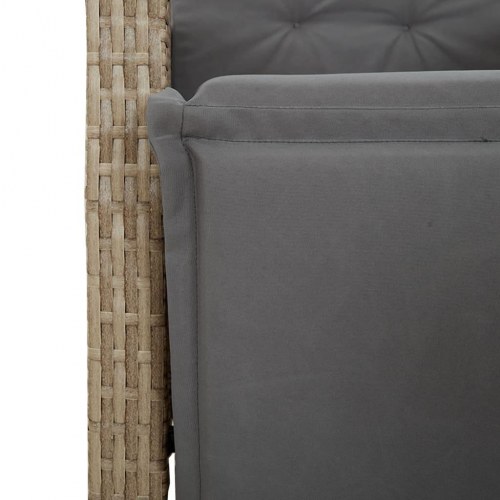 Havestol med lænefunktion og fodstøtte - polyrattan, blandet beige
