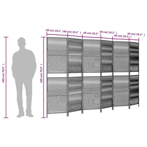 Rumdeler 6 paneler polyrattan sort