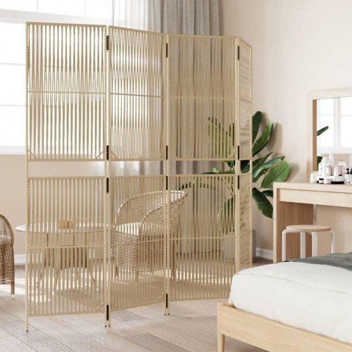 Rumdeler i polyrattan med 4 paneler - beige