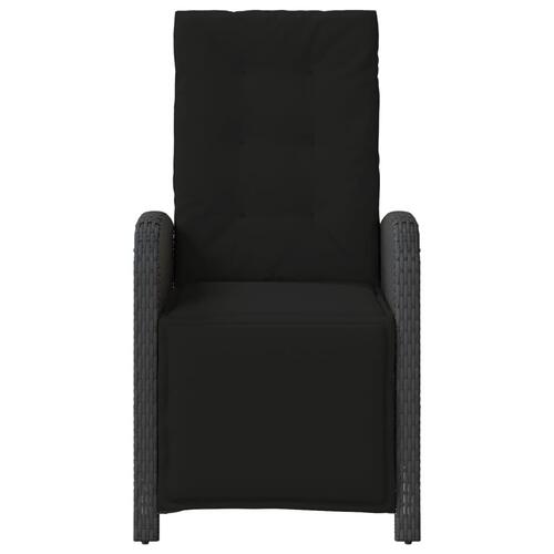 Havestol med justerbart ryglæn og fodstøtte polyrattan sort