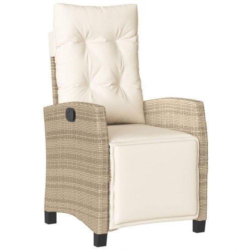 Havestol med lænefunktion og fodstøtte i polyrattan - beige