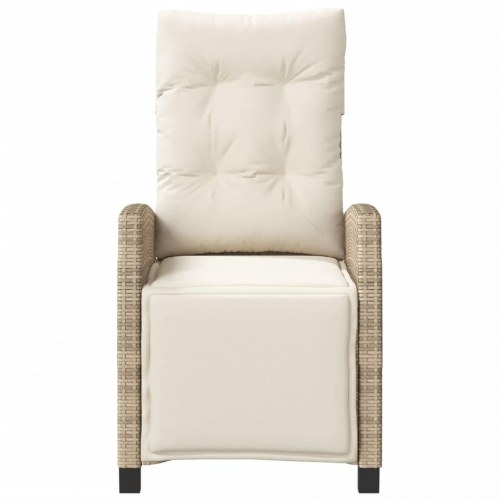 Havestol med lænefunktion og fodstøtte i polyrattan - beige