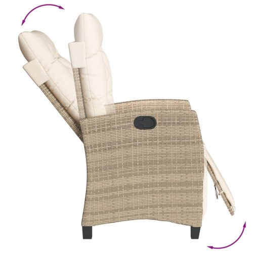 Havestol med lænefunktion og fodstøtte i polyrattan - beige