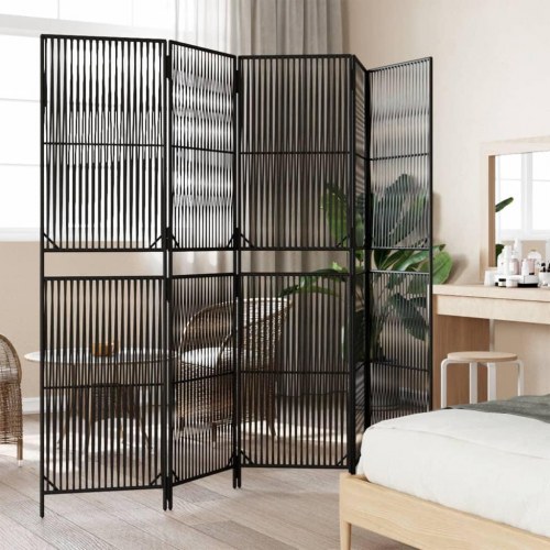 Rumdeler med 5 paneler i polyrattan - sort