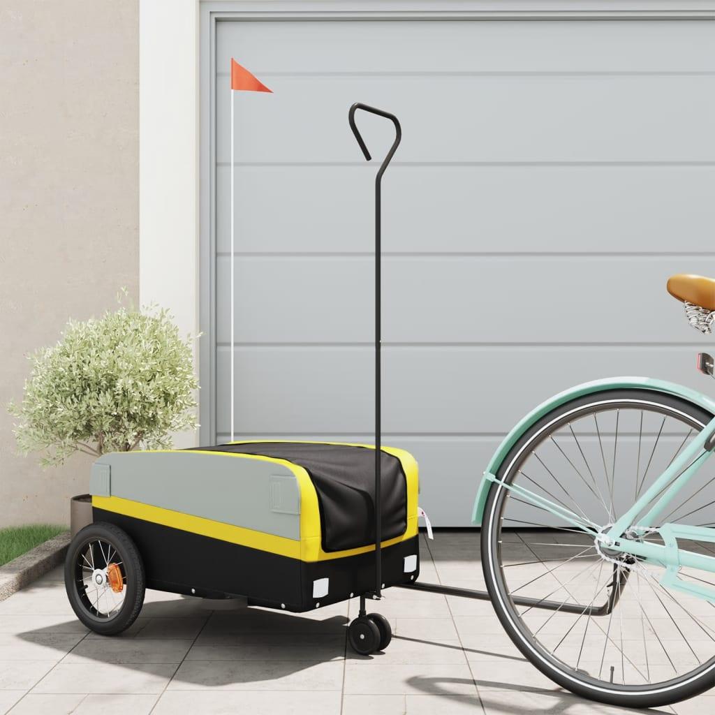 Cykelanhænger 30 kg jern sort og gul