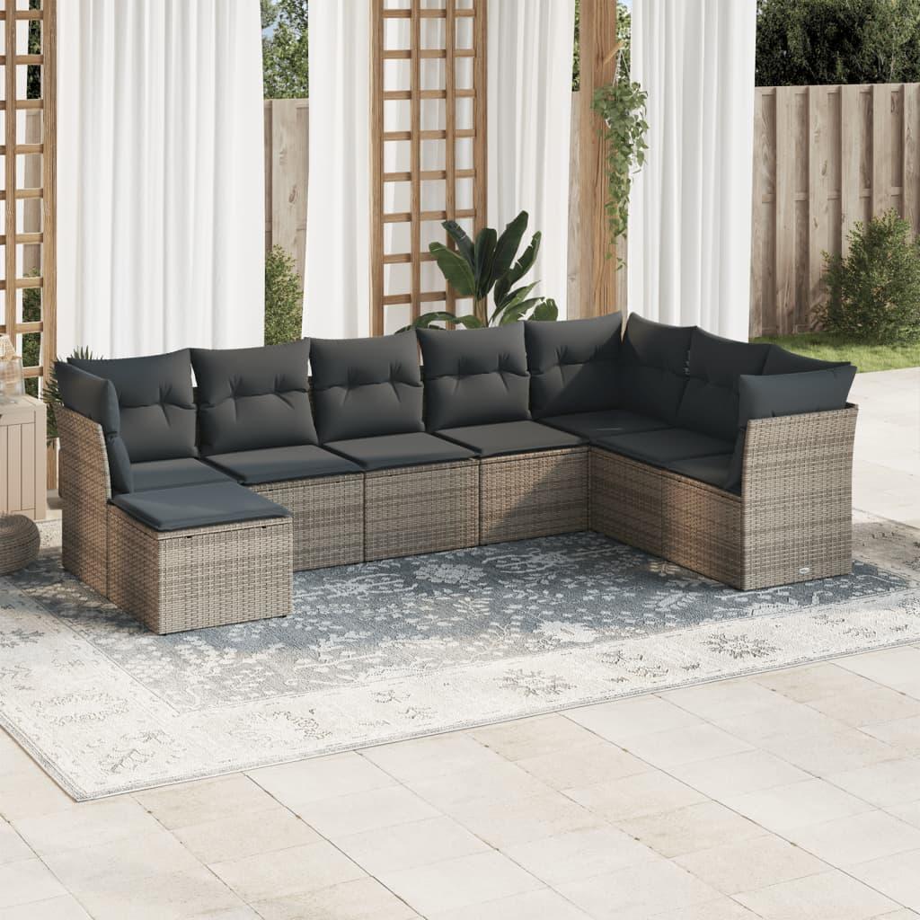 Sofasæt Til Haven 9 Dele Med Hynder Polyrattan - Grå / Uden bord