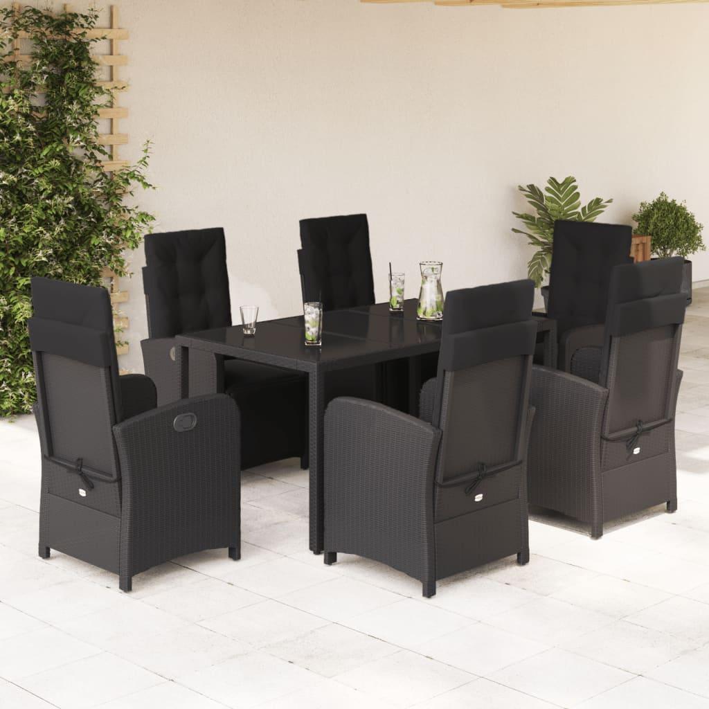 Spisebordssæt Til Haven 9 Dele Med Hynder Polyrattan - 6 / Sort / 150 cm bordlængde