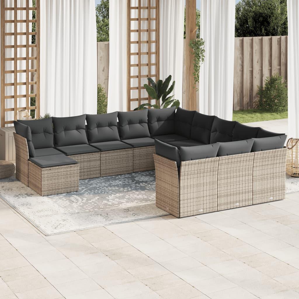 Sofasæt Til Haven 13 Dele Med Hynder Polyrattan Beige - Grå / Uden bord