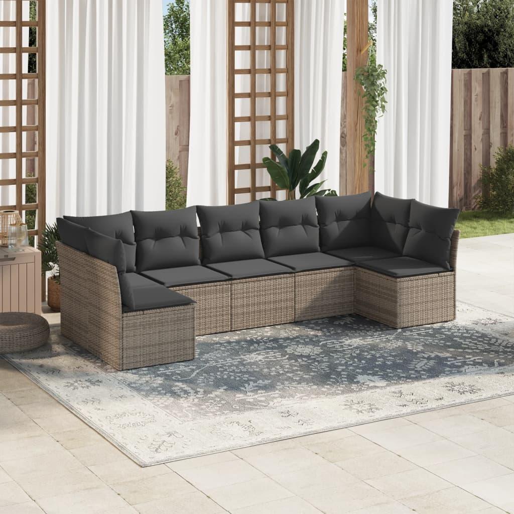 Sofasæt Til Haven 8 Dele Med Hynder Polyrattan - Grå / Uden bord
