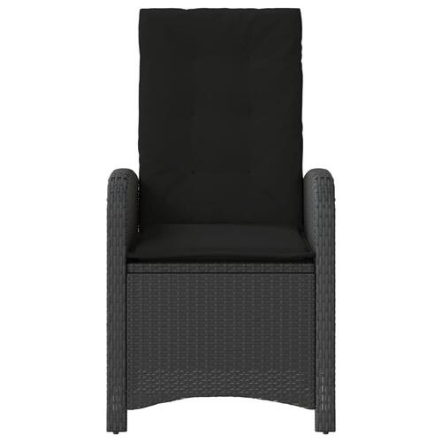 Havestole med hynder 2 stk. justerbart ryglæn polyrattan sort