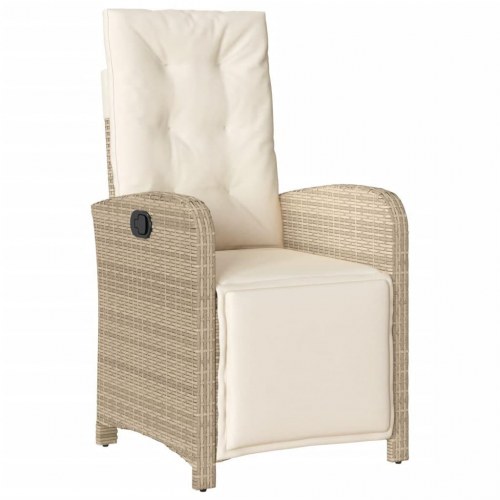 Spisebordssæt til haven 7 dele med hynder i polyrattan - beige/sort glasbord