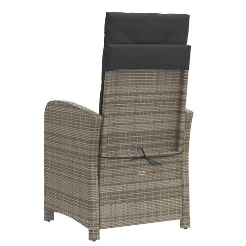 Havestole 2 stk. med lænefunktion og fodstøtte polyrattan grå