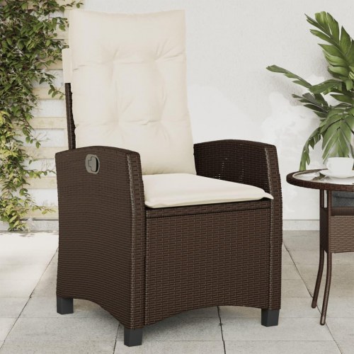 Havestole 2 stk. med lænefunktion og hynder - polyrattan, brun
