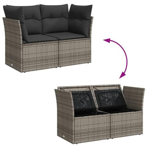 2-personers havesofa med hynder polyrattan grå