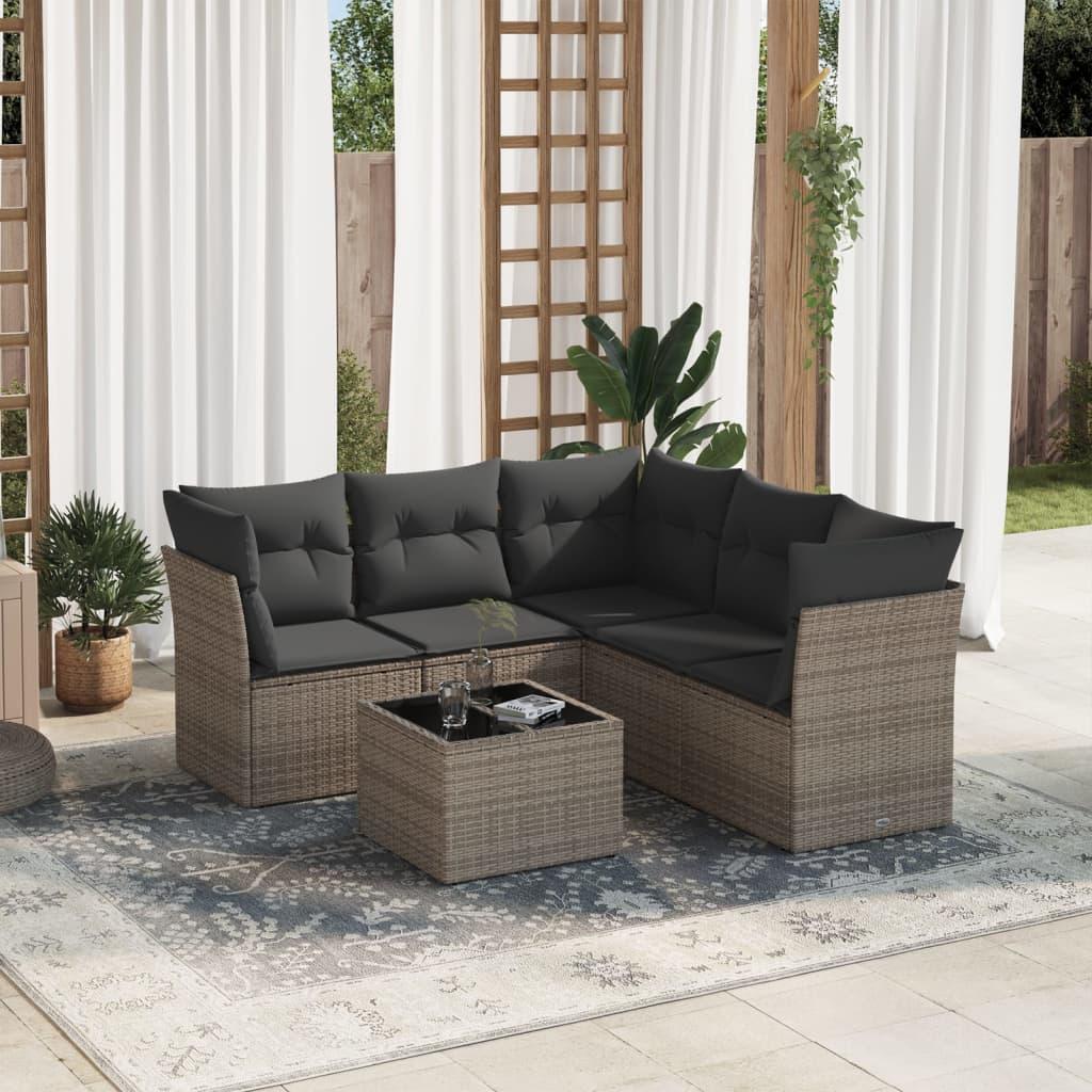 Sofasæt Til Haven 5 Dele Med Hynder Polyrattan - Grå / Med bord