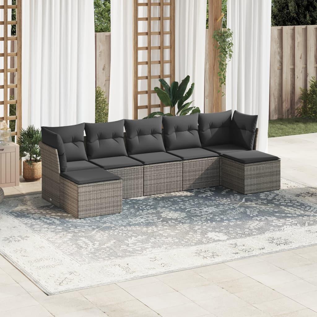 Sofasæt Til Haven 8 Dele Med Hynder Polyrattan - Grå / Uden bord