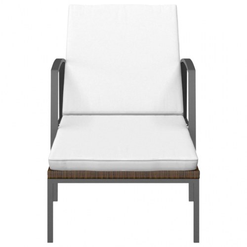 Liggestole 2 stk. med bord polyrattan brun