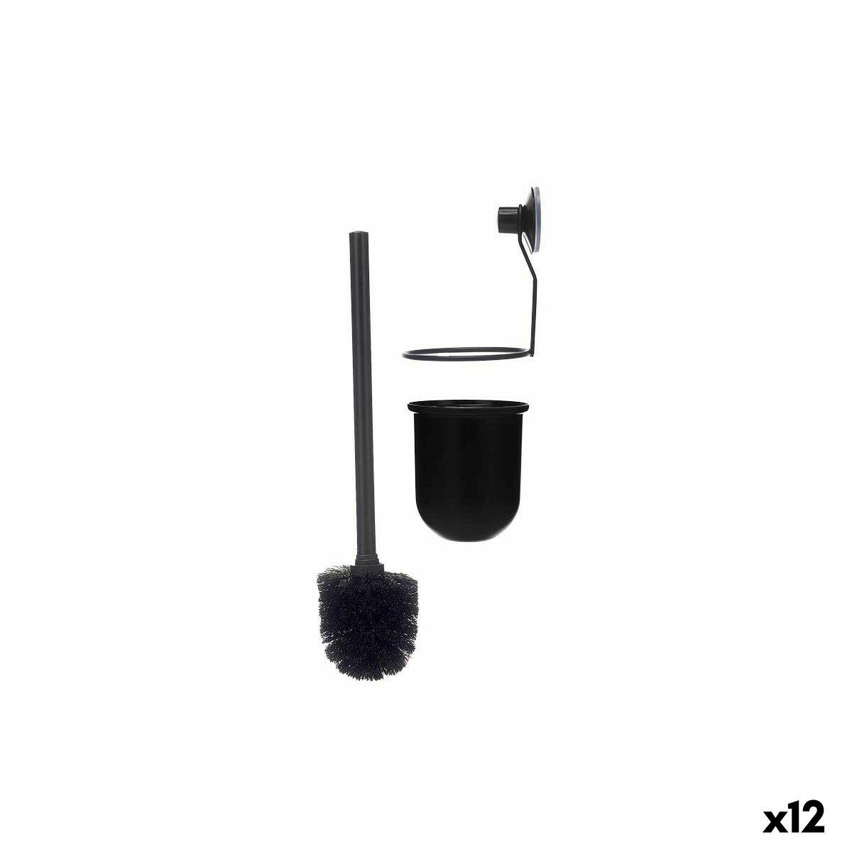 Toiletbørste Sort Stål ABS 10 x 36 x 10 cm (12 enheder)