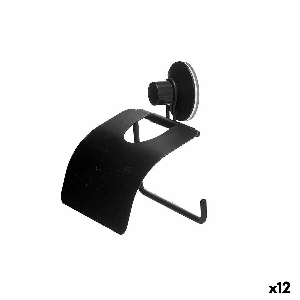 Toiletpapirholder - Berilo sort med sugekop, stål/ABS, 13,5 × 12 × 3 cm (12 stk)