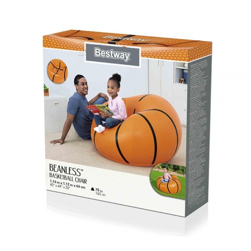 Bestway oppustelig lænestol - Basketball, orange (114 × 112 × 66 cm)