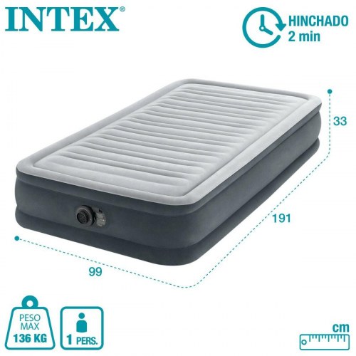 Intex oppustelig madras - enkeltseng 99 × 191 × 33 cm med indbygget pumpe