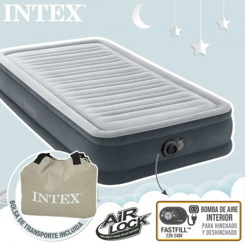 Intex oppustelig madras - enkeltseng 99 × 191 × 33 cm med indbygget pumpe