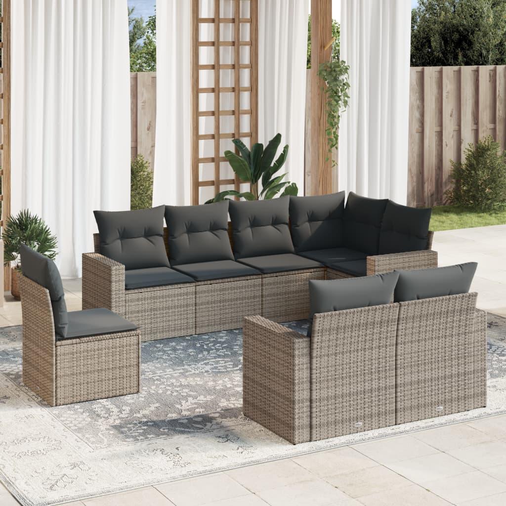 Sofasæt Til Haven 9 Dele Med Hynder Polyrattan - Grå / Uden bord