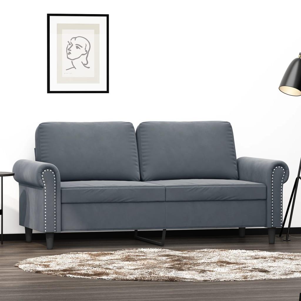 2-personers sofa 140 cm fløjl mørkegrå billede