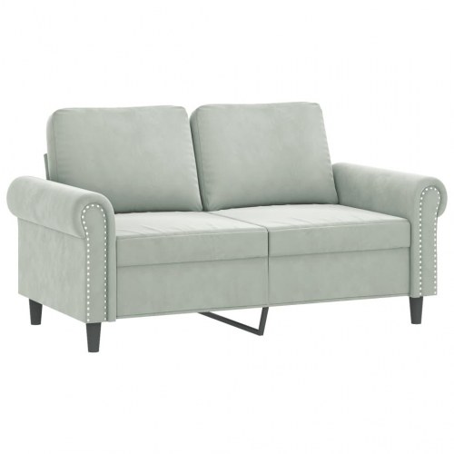 Sofasæt i velour, 3 dele med puder - lysegrå