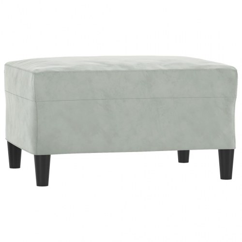 Sofasæt i velour, 3 dele med puder - lysegrå