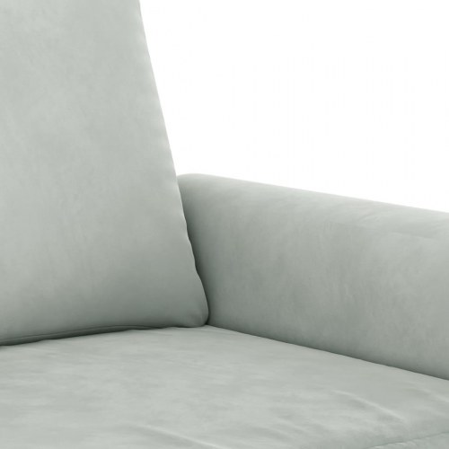 Sofasæt i velour, 3 dele med puder - lysegrå