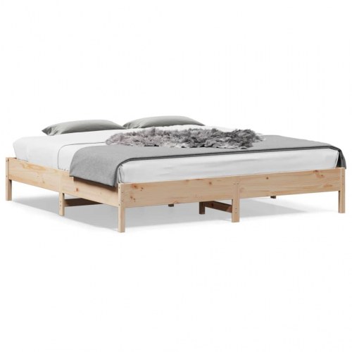 Sengeramme uden madras 200x200 cm massivt fyrretræ