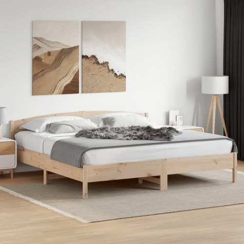 Sengeramme i massivt fyrretræ 200x200 cm - med hovedgærde