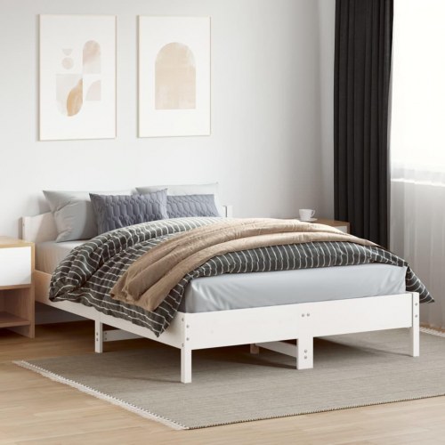 Sengeramme i massivt fyrretræ 160 x 200 cm - hvid