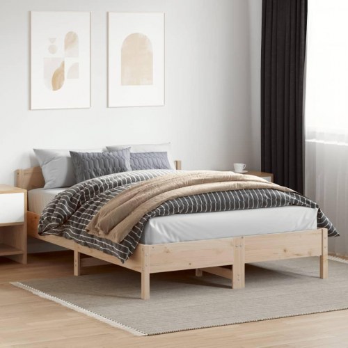 Sengeramme uden madras 150 x 200 cm i massivt fyrretræ