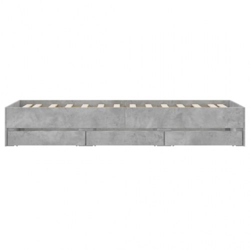 Sengeramme med skuffer 90x190 cm - konstrueret træ, betongrå