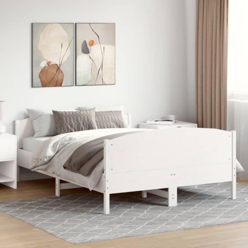 Sengeramme i massivt fyrretræ - 135x190 cm, hvid