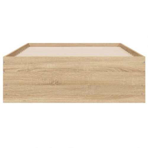 Sengeramme med skuffer 75×190 cm - konstrueret træ i sonoma-eg