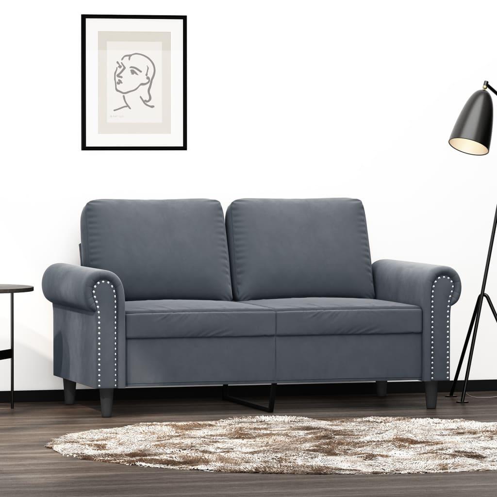 3-Personers Sofa Fløjl - 120 cm / Mørkegrå