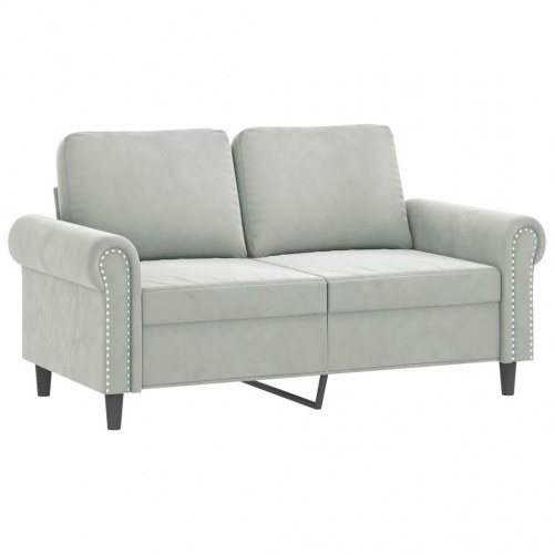 Sofasæt i velour, 2 dele med hynder - lysegrå