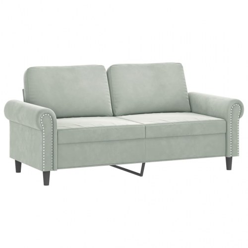 Sofasæt i velour, 2 dele med hynder - lysegrå