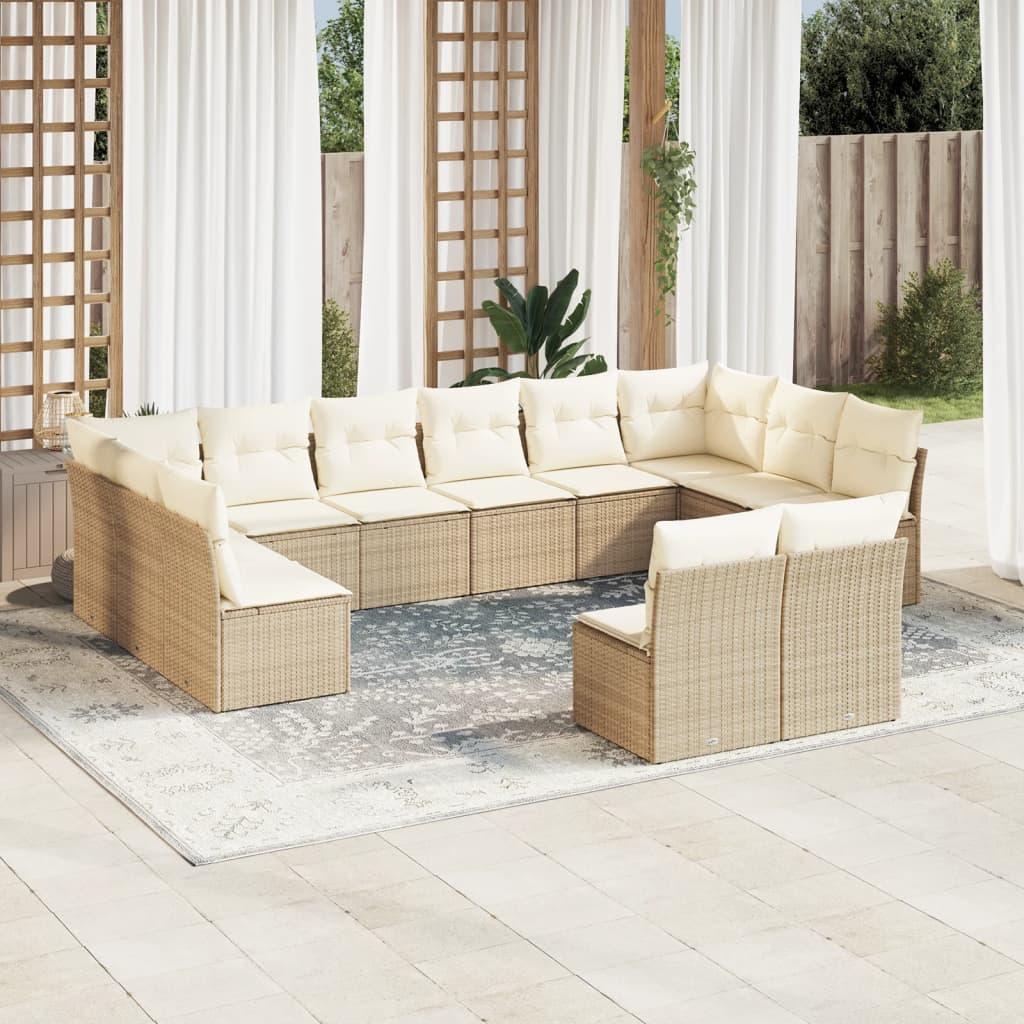 Sofasæt Til Haven 13 Dele Med Hynder Polyrattan - beige og cremefarvet / Uden bord