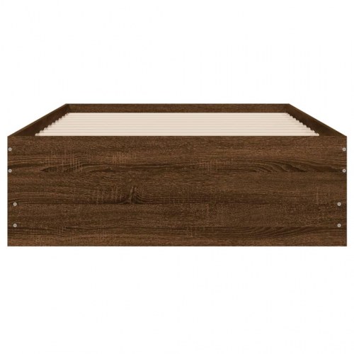 Sengeramme med skuffer 90x190 cm - brunt egetræ look, konstrueret træ