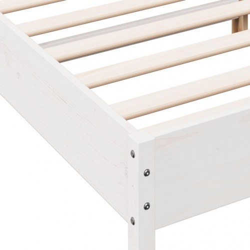 Sengeramme uden madras 150 x 200 cm massivt fyrretræ - hvid